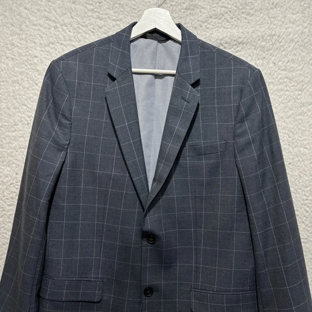 Banana Republic Men's Blazer Jacket Size 42 Gray Tailored Slim Fit‎ Windowpane